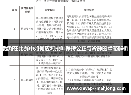 裁判在比赛中如何应对挑衅保持公正与冷静的策略解析 裁判在比赛中如何应对挑衅保持公正与冷静的策略解析
