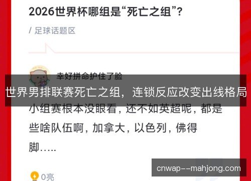 世界男排联赛死亡之组，连锁反应改变出线格局